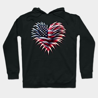 Fighter Jet Airplane American Flag Heart 4Th Of July Hoodie